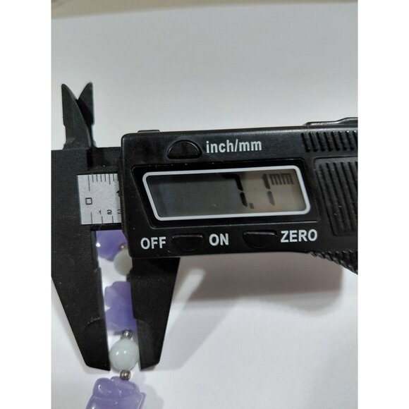 Vtg Lavender & Green Jade Elephant Beaded Bracelet With Silver Clasp Sz 6.25 - Picture 9 of 9